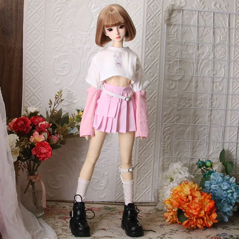 1/6 1/4 1/3 Bjd Doll Clothes Fashion Doll Daily Casual Wear Tops Pleated Skirt Party Princess Dress-Up Doll Accessories Gift Toy view 4