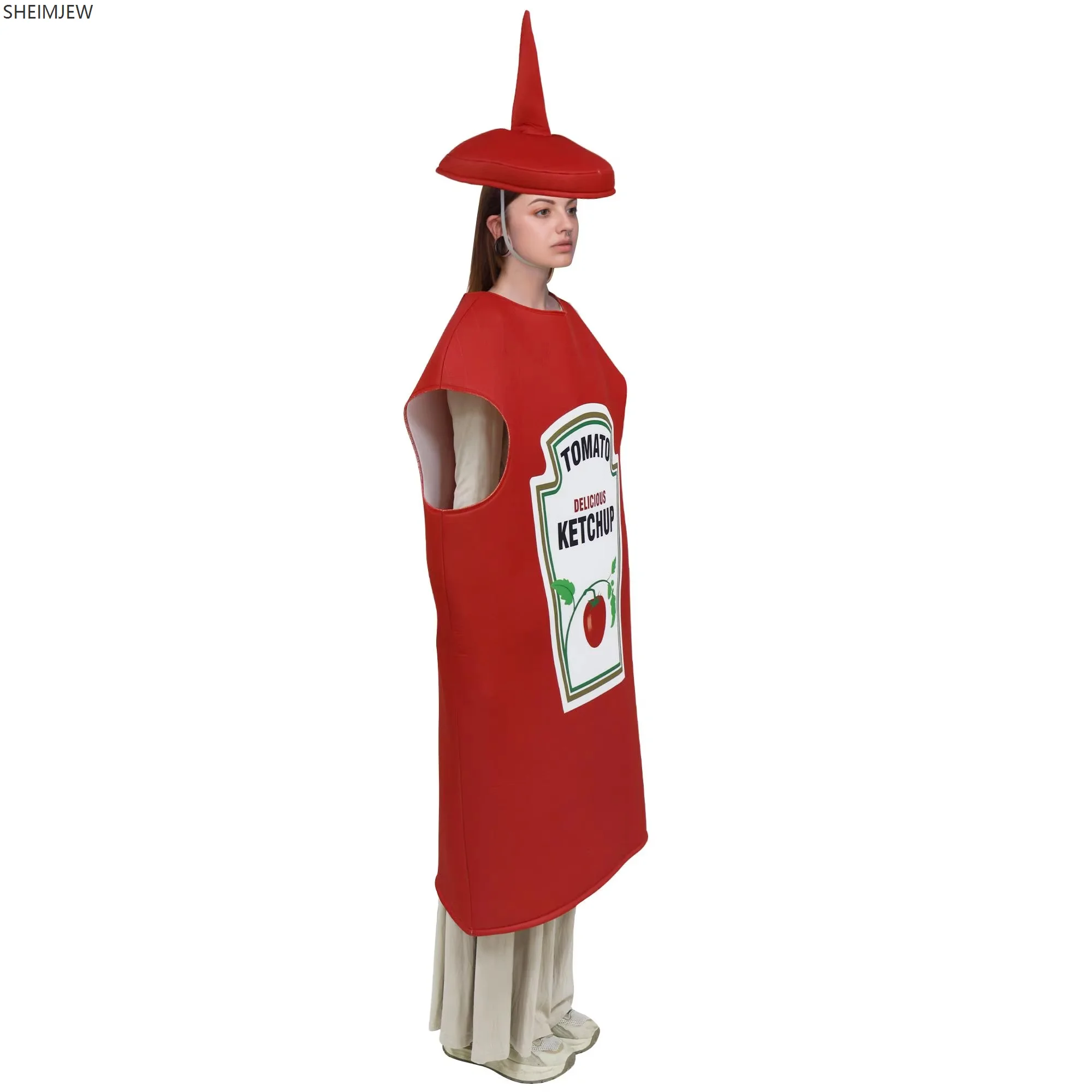 Halloween Lustige Ketchup Salatsauce Cosplay Kostüme Erwachsene Unisex Essen Party Bühnenshow Kostüm Karneval Bar Maskottchen Dress Up