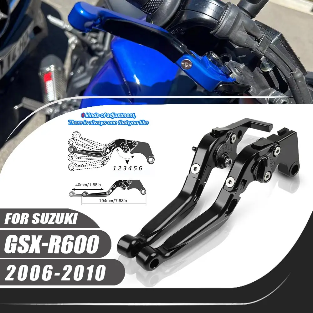 

For Suzuki GSXR600 GSX-R600 2006-2010 Motorcycle Adjustable CNC Aluminum Alloy Brake Clutch Lever Folding Extendable Brake Lever