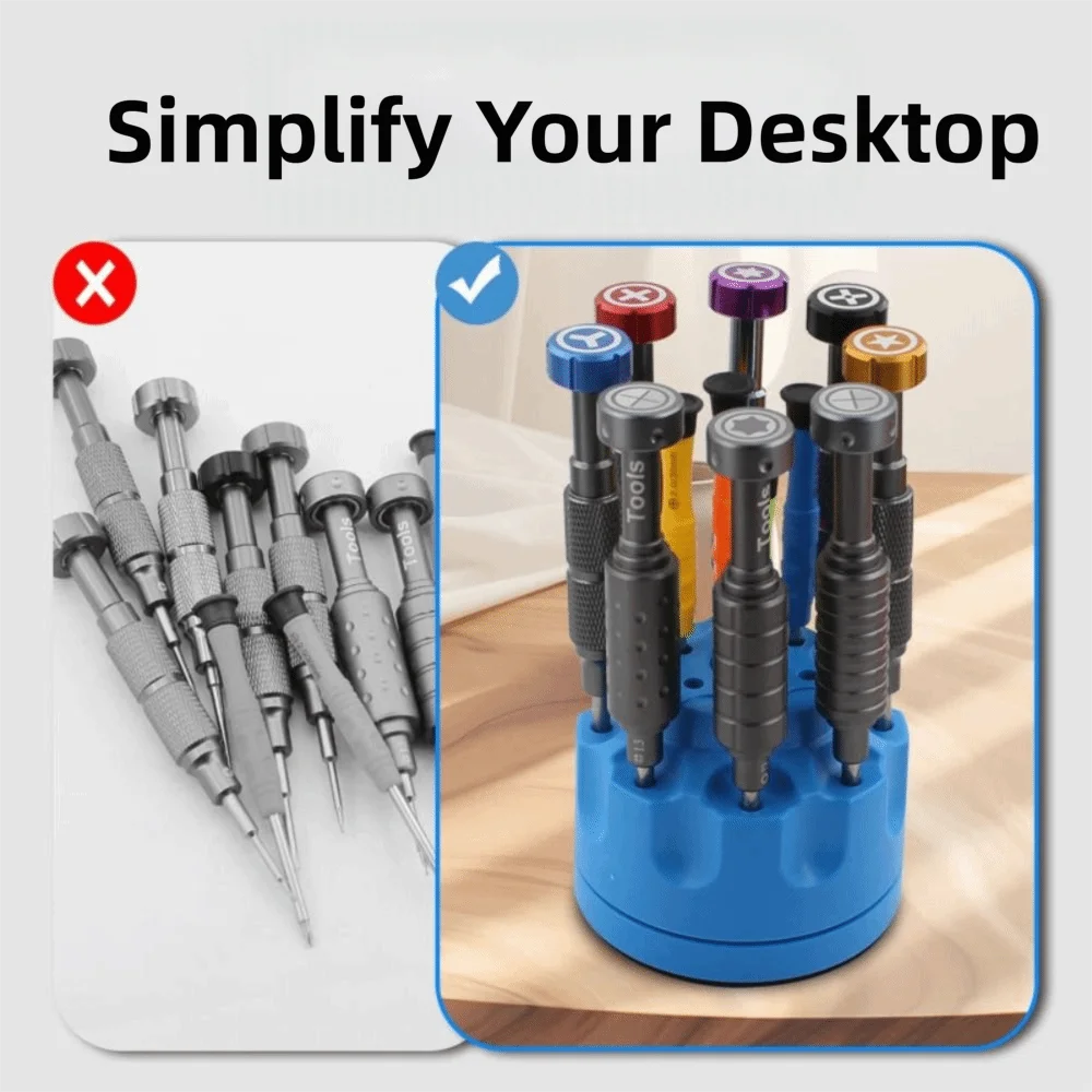 360° Rotatable Repair Tool Storage Rack Anti-lost Anti-slip Base Classification Storage Box Magnetic Bottom 14 Holes