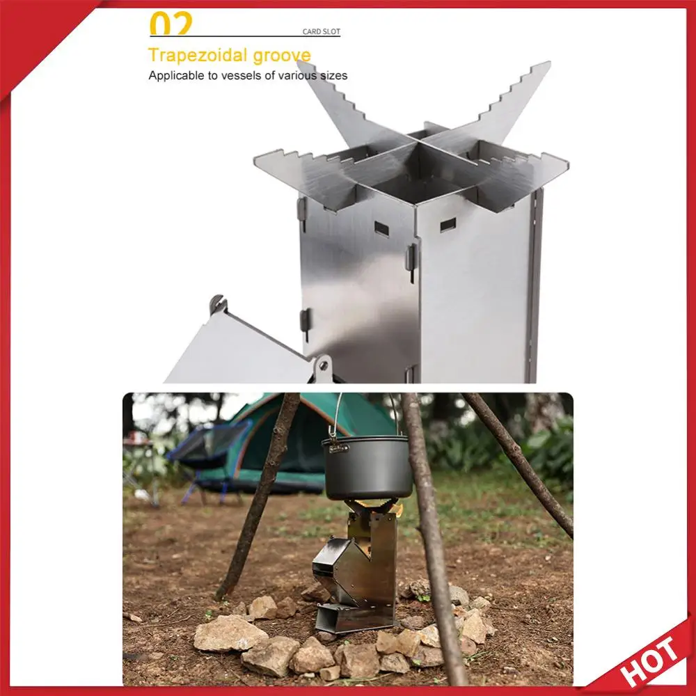 

Folding Firewood Stove Stainless Steel Outdoor Camp Firewood Stove BBQ Rocket Stove Cooking Stove for Outdoor Hiking BBQ Picnic