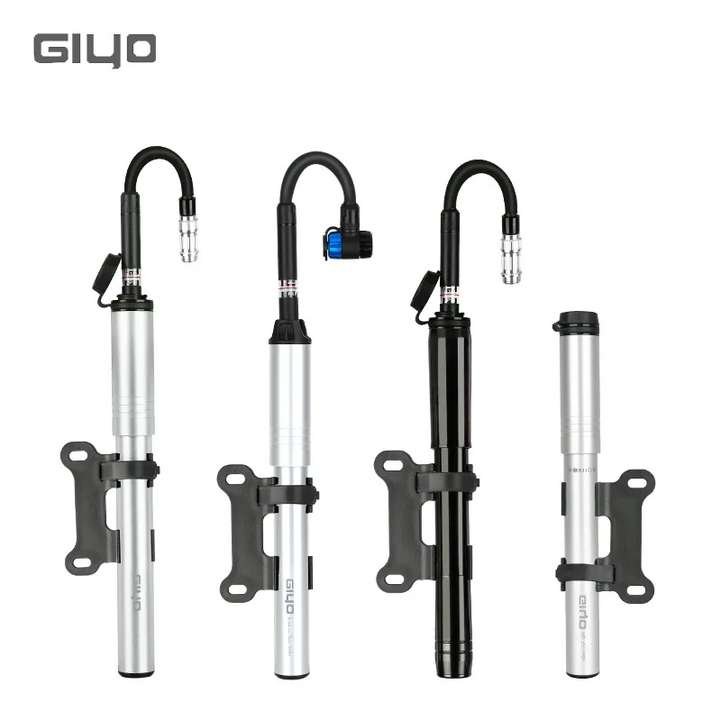 GIYO 120PSI Mini Bicycle Pump Hidden Extension Hose Schrader Presta Valve Aluminum Alloy Inflator for Road MTB Cycling