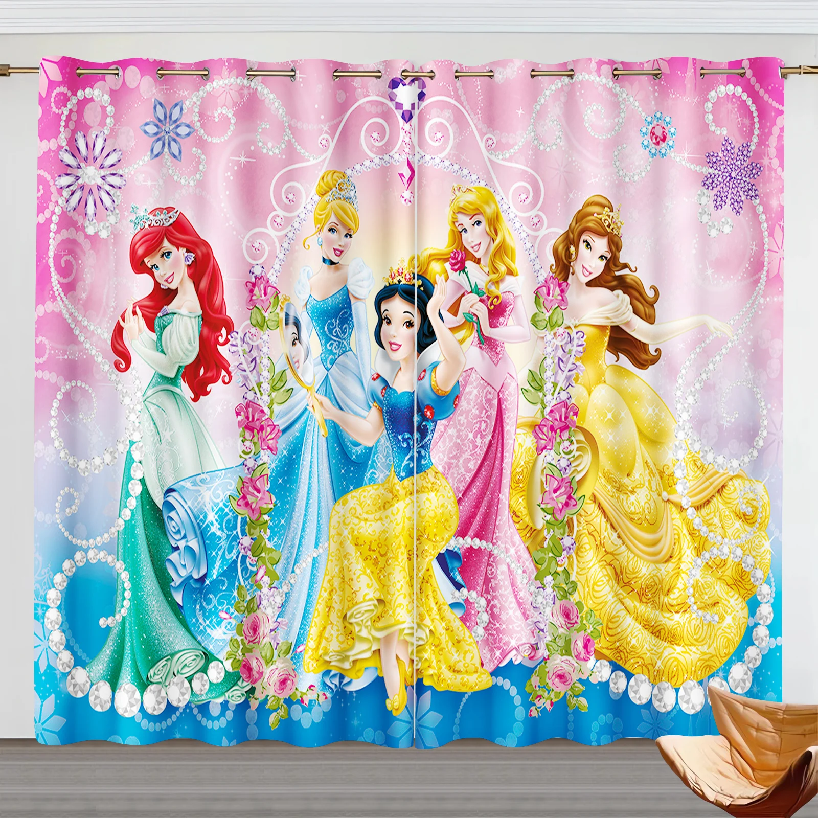 Princess Series, Snow White, Belle, Ariel Accessories Cortinas Living Room Bedroom Curtains For Blackout Home 100% Polyester