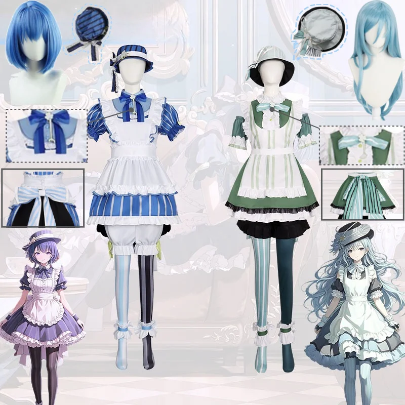 Kiritani Haruka Hinomori Shizuku Cosplay Costume Virtual Idol Cute Maid Outfit Spring Lolita Wig Hat Halloween Picnic Party Wear