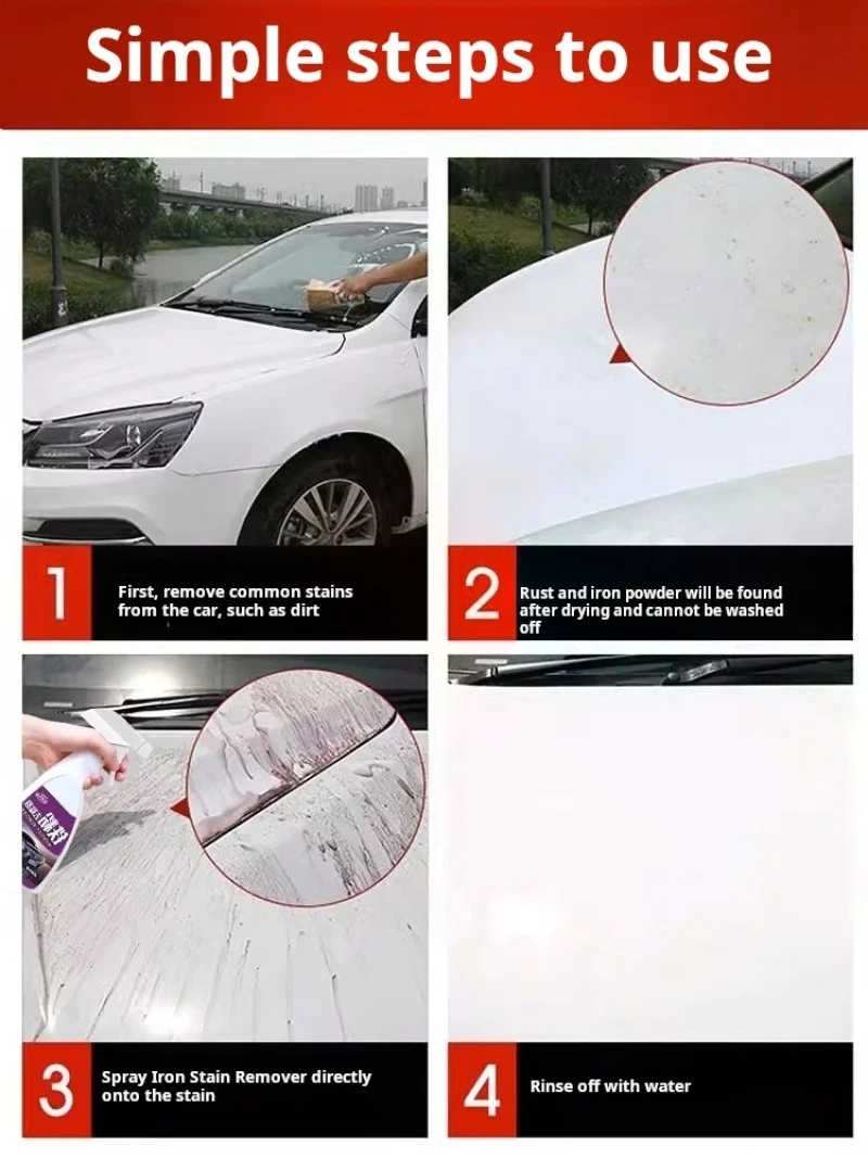 Automotive Iron Powder Remover Powerful Cleaner Rust Remover Paint Wheel Black Spot Remover Car Iron Powder Rust Removal Spray