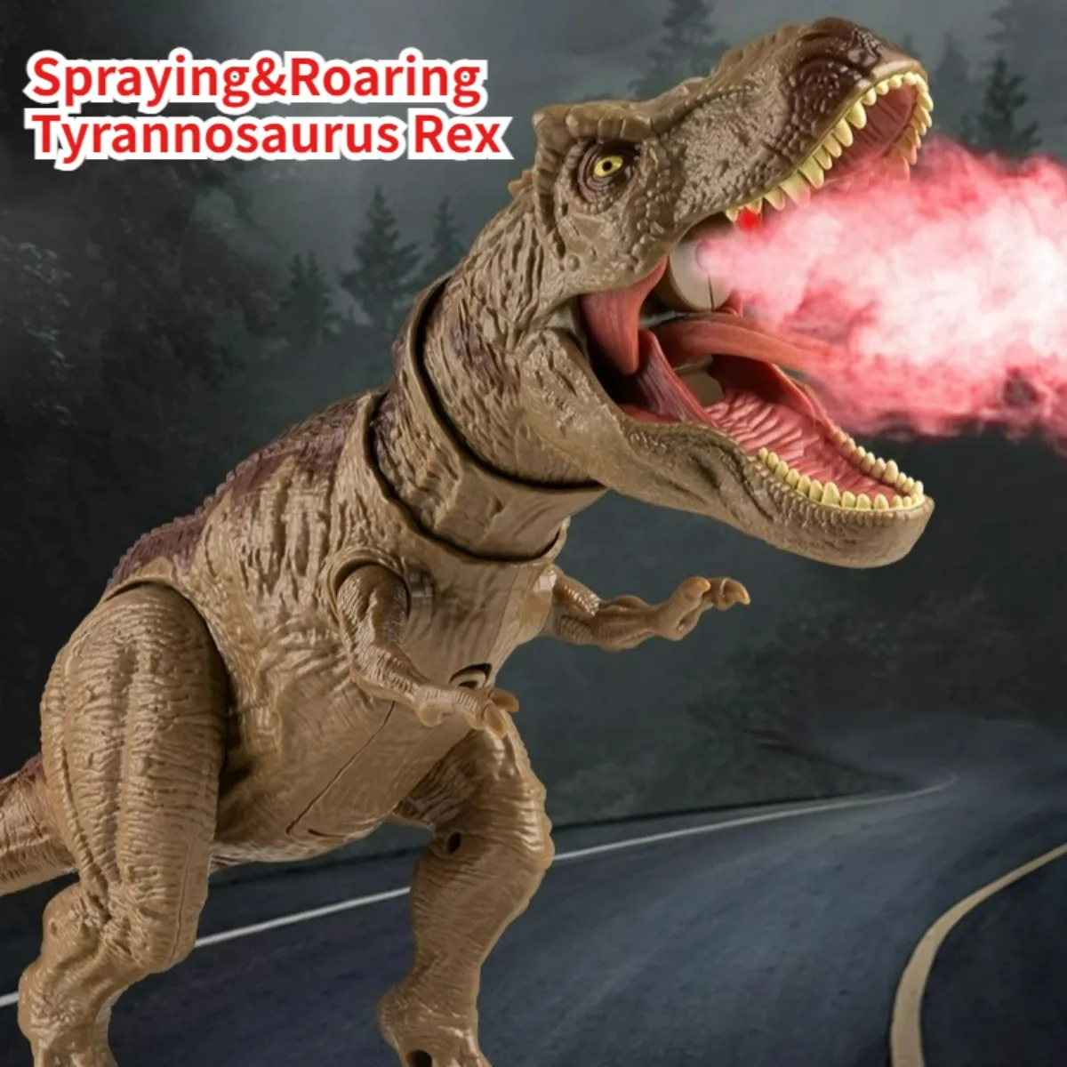 

Tyrannosaurus Rex Action Figure Dinosaur Toy Realistic T-Rex with Vibration Roaring, Lights, Spray, Movable Jaws & Limbs Gift