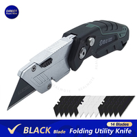 Folding Utility Knife with 14pcs Replaceable Blades – Heavy-Duty Cable & Cardboard Cutter for Outdoor, Workshop & DIY Use