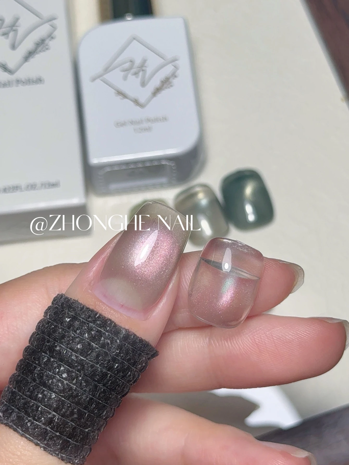 ZH-esmalte de uñas en Gel para ojos de gato, cuentas de cristal rosa y marrón de alta densidad, Y2K, Gel blanqueador Popular, 1 Uds.