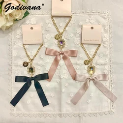 Gemas espumantes estilo japonês para meninas, pingente de bowknot fita encantos de saco de strass doce presentes pingente feminino