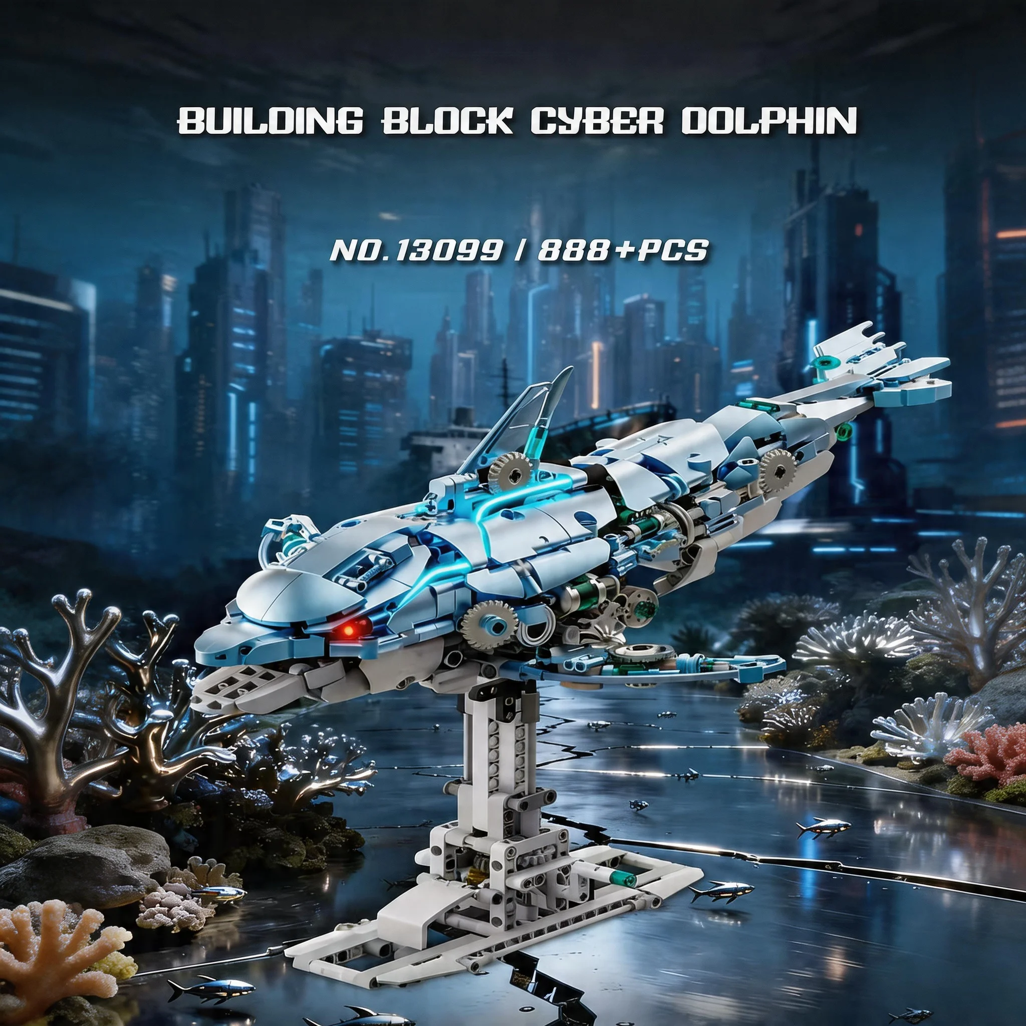 

Набор строительных блоков Cyber Dolphin из 888 деталей, механическая модель морского животного, коллекционная STEM-игрушка в подарок для взрослых и детей