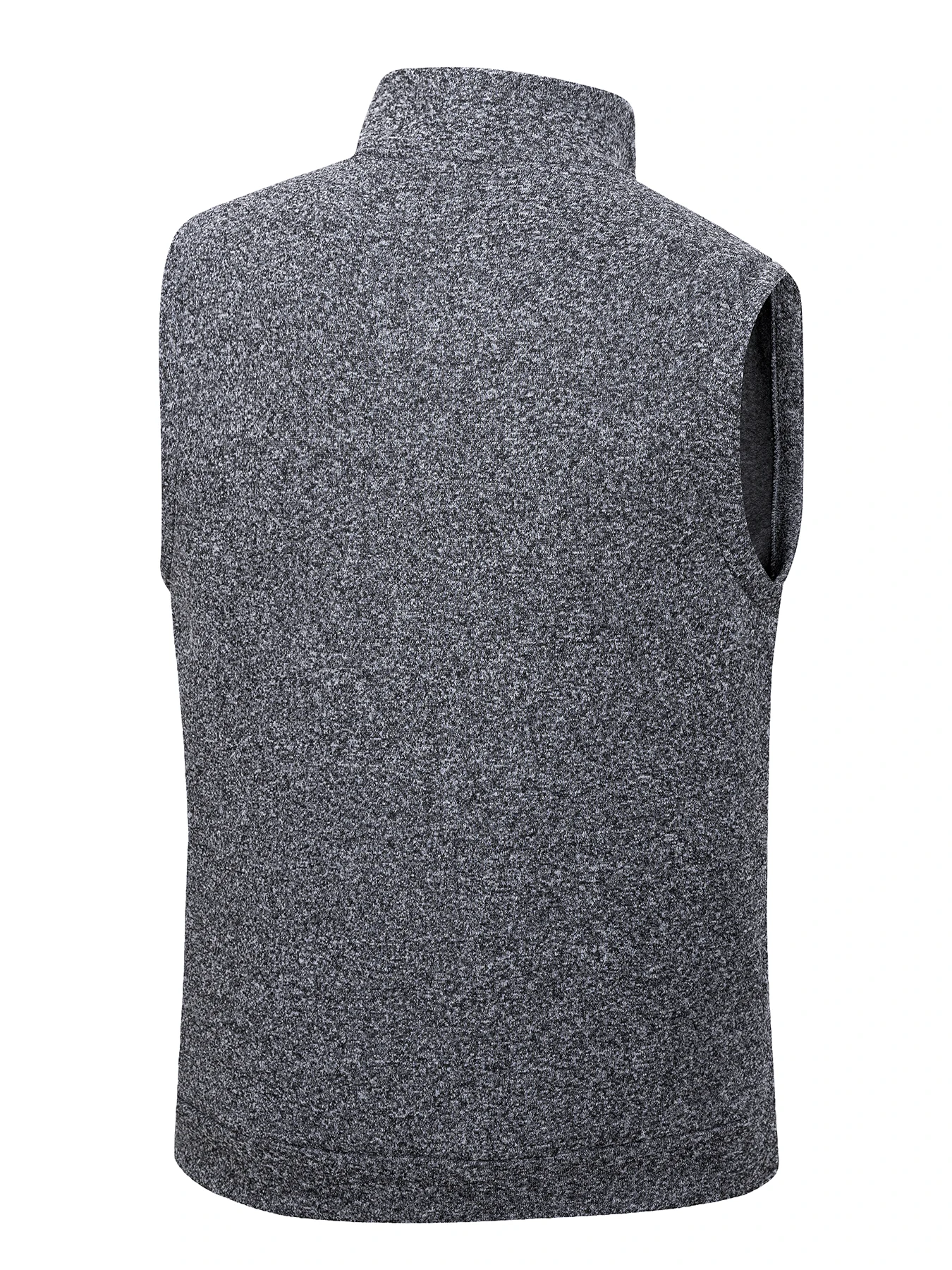 Everyday Casual Men Marled Fleece Zipper Vest Stand Collar Sleeveless Jacket Durable Zipper Design Storage Pockets Thermal