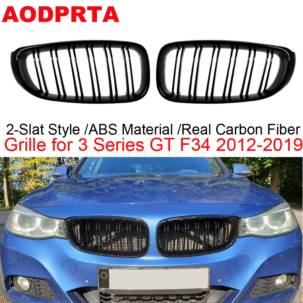 

Real Carbon Fiber Front Bumper Grille Mesh Hood for BMW 3 Series GT F34 Gran Turismo 2012-2019 Gloss Black