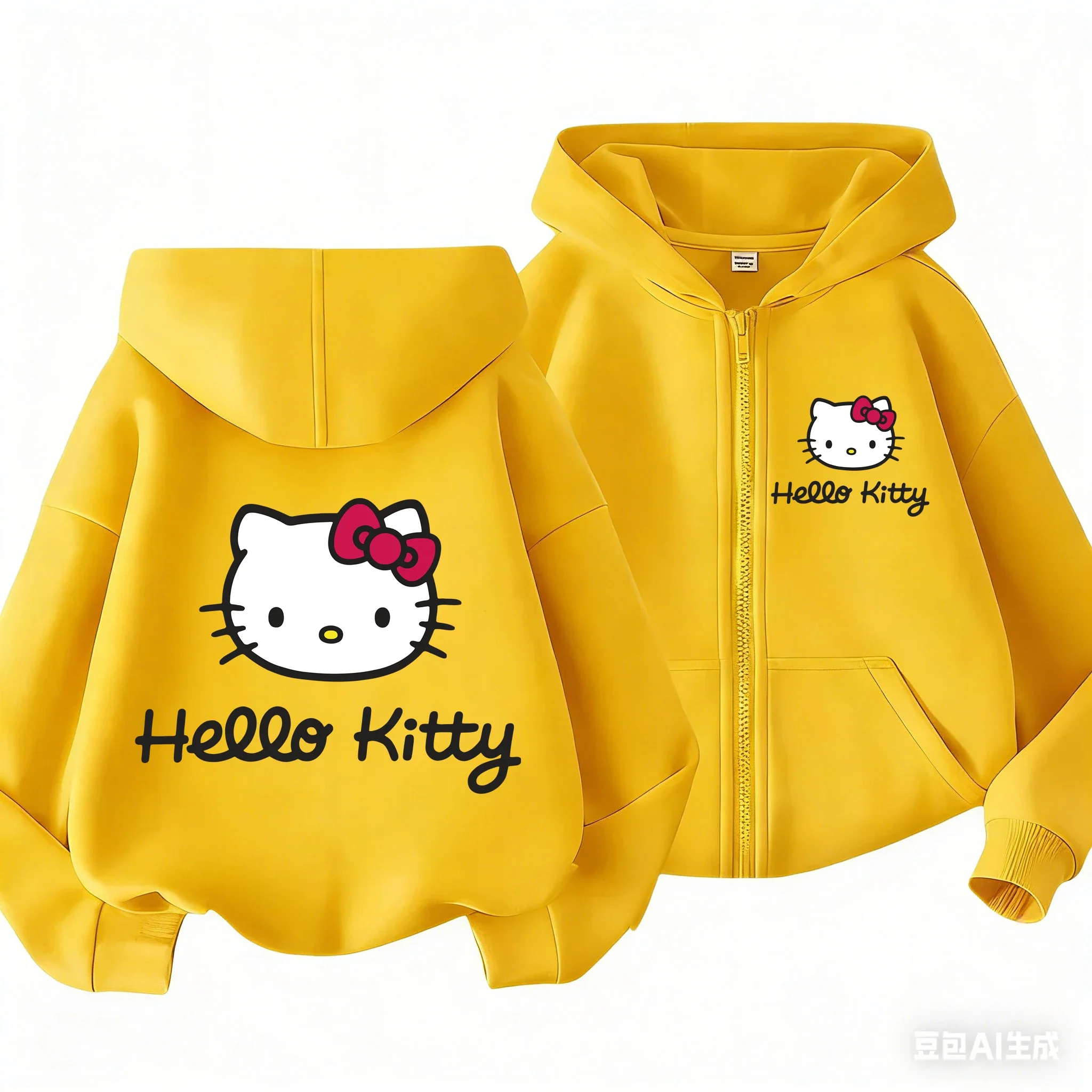 

Дышащая толстовка с капюшоном Hello Kitty для детей от 3 до 14 лет, одежда для мальчиков и девочек, милые топы Sanrio на весну и осень
