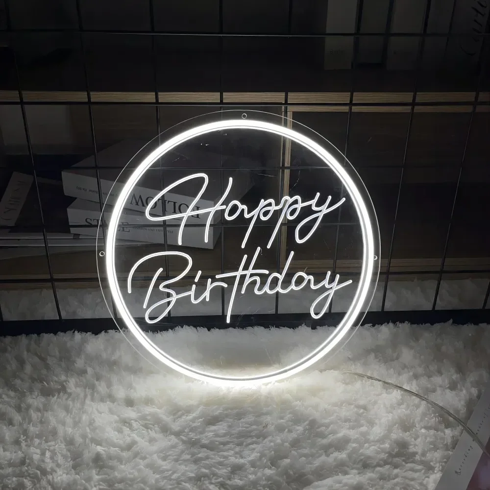 Happy Birthday Neon Engrave Sign Custom Personalization Neon Light For Room Decoration Aesthetic Neon Lamps birthday gift