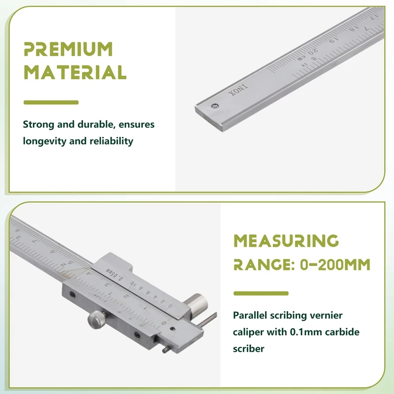 0-200Mm menandai Vernier Caliper dengan Carbide sciber paralel menandai penggaris pengukur alat mengukur