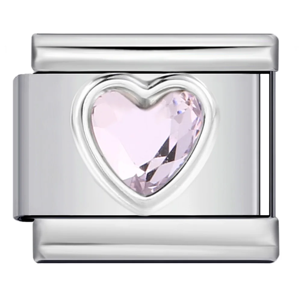 Italienisches Armband aus Edelstahl mit runden Herzen, bunter Zirkonia für Damen, elastischer Charme, 9 mm Link, DIY-Herstellung von Schmuck, Party-Geschenken – Detail 7