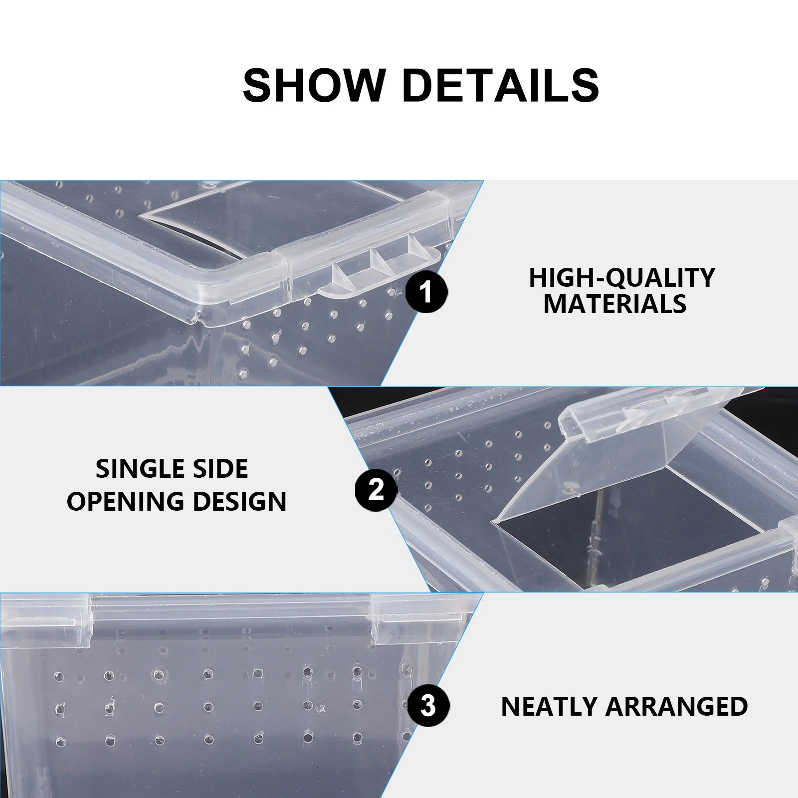 

10pcs Pet Spider Box Reptile Breeding Container Insect Feeding Habitat Lightweight Durable No Punch Design For Daily Use Reptile