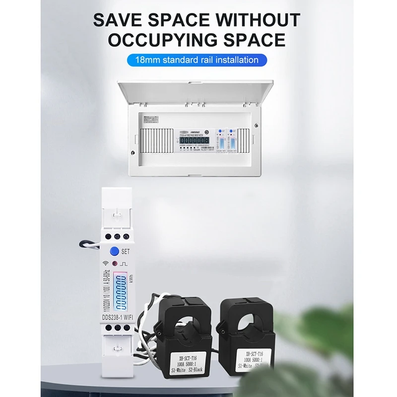 RISE-2X 2 Phase 3 Wires 110V+110V 100A Din Rail 18Mm Tuya WIFI Smart Energy Meter Power Consumption Monitor Kwh Meter