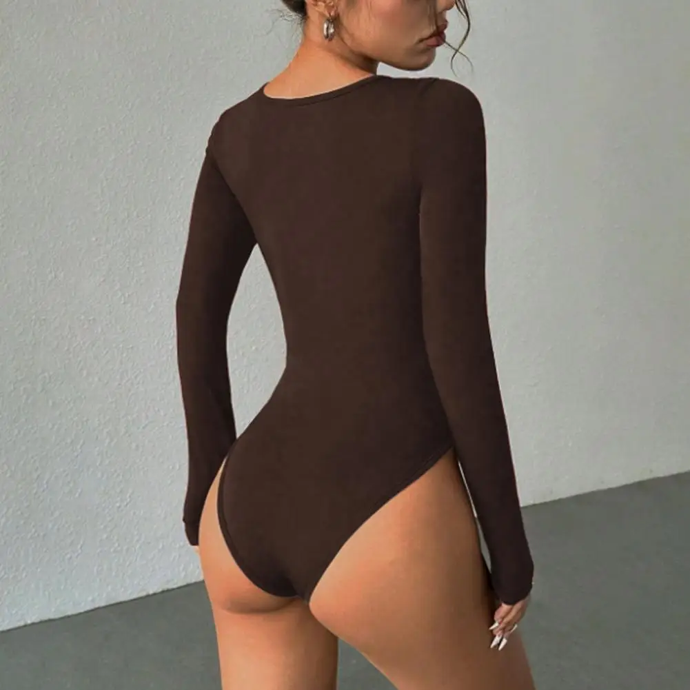 

Collarbone Long-sleeve Bodysuit Women's Square Neck Bodysuit Long Sleeve Slim Fit Top Fall Basic One for Layering for Women