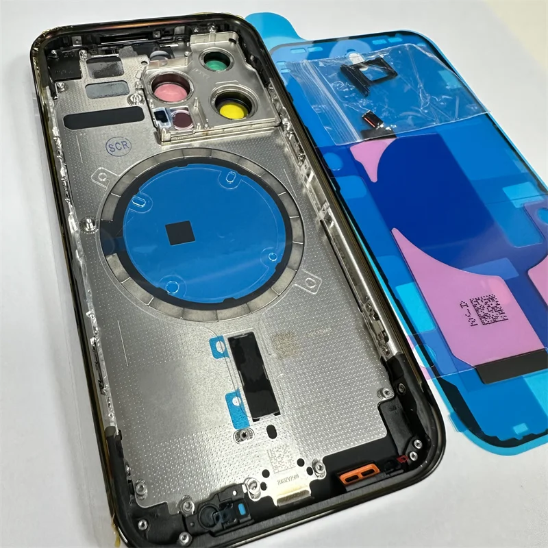 Habitação Versão Europeia para iPhone 14 Pro, Substituição da porta da bateria, CE Logo Back Glass com Camera Glass Lens Repair