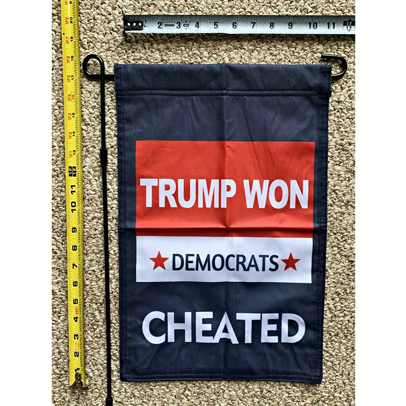 Donald Trump Garden Flag FREE SHIPPING Trump Won Block Desantis Democrats Cheated USA Sign 12x18