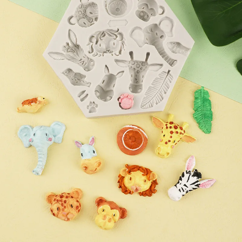 Forest Lion Deer Animal Cookie Mold Turtle Leaves Fondant Biscuit Stamp Mould for Kids Jungle Birthday Party Baking Cake Decor