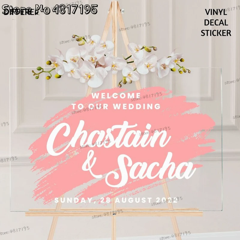 Französische Hochzeits-Wandaufkleber „Welcome To Our Wedding“-Aufkleber, Tafelschild, Wandaufkleber, individuelle Hochzeit, Vinyl-Aufkleber, Hochzeit