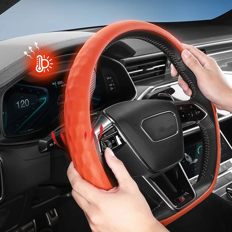 For Geely EX5 Silicone Steering Wheel Cover Sweat-Absorbing Protective Sleeve for All-Season Comfort