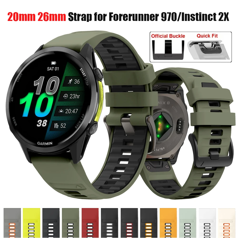 22 mm 26 mm Silikon-Schnell-Fit-Uhrenarmband für Garmin Watch Forerunner 970 965 S60 S70/Instinct 3 2X Sportband Ersetzen Sie das Armband