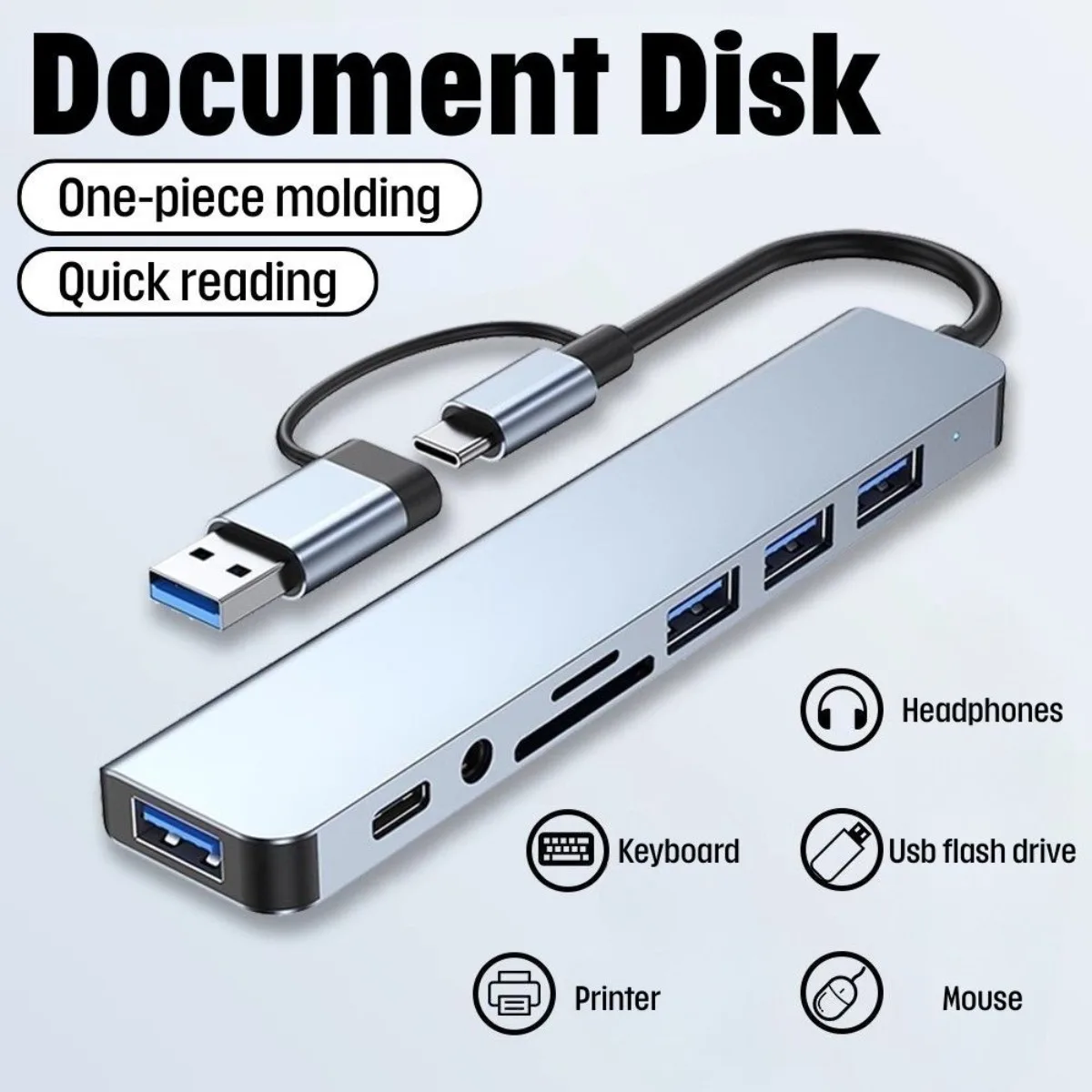 USB C Hub to USB 3.0 2.0 Type C PD Charging Dock High Speed Data Transfer for MacBook iPad Samsung S10 Mouse Keyboard U Disk HUB