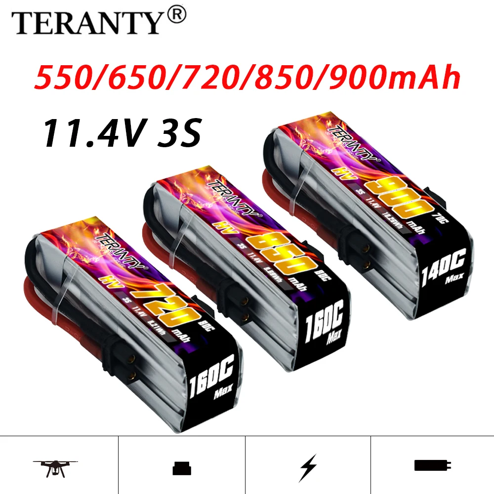 Aggiornato TREANTY 3S 11.4V 550/650/720/850/900mAh 60/70/80C Indoor time travel machine modello drone FPV racing Lipo battery HV