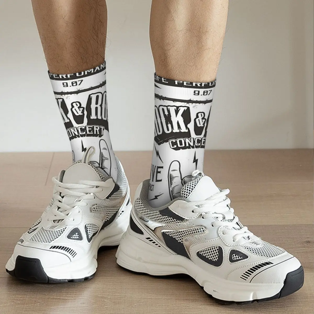 Rock Star Skull Rock N Roll Socks Harajuku High Quality Stockings All Season Long Socks Accessories for Man's Woman's Gifts