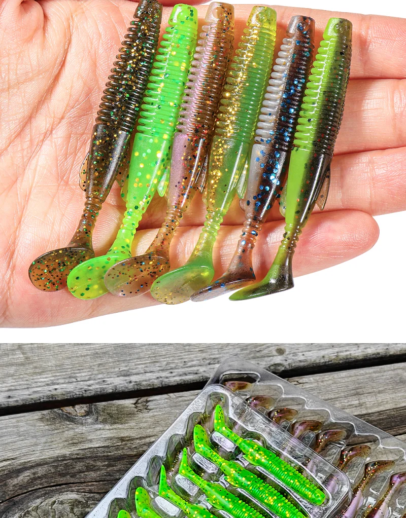 Palisander TPR Schwimmender Shad-Köder, 6 cm, 7,5 cm, Paddel, T-Schwanz, weicher Angelköder, Swimbait, künstlicher Gummi, Fischbarsch, Forelle, Hechtbarsch – Detail 6