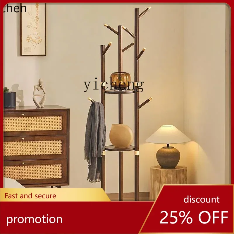HT Solid Wood Coat and Hat Rack Rotating Bedroom and Household Multifunctional Hanger Living Room
