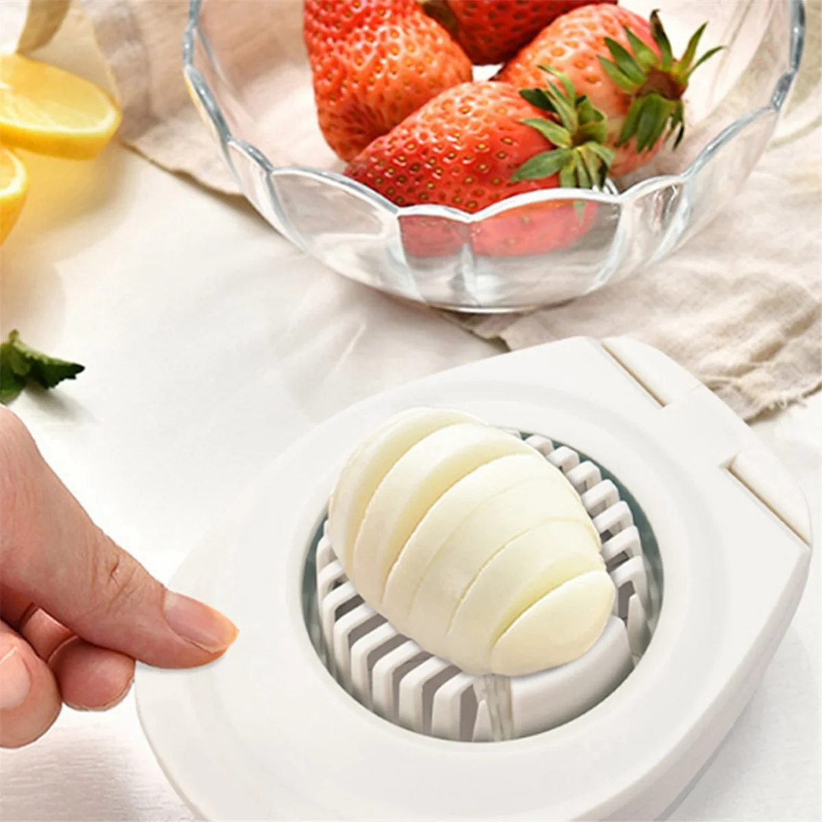 ABDR-3 in 1 Multifunctional Egg Slicer Egg Cutter Stainless Steel Blades with Storage Box for Egg Slicer B