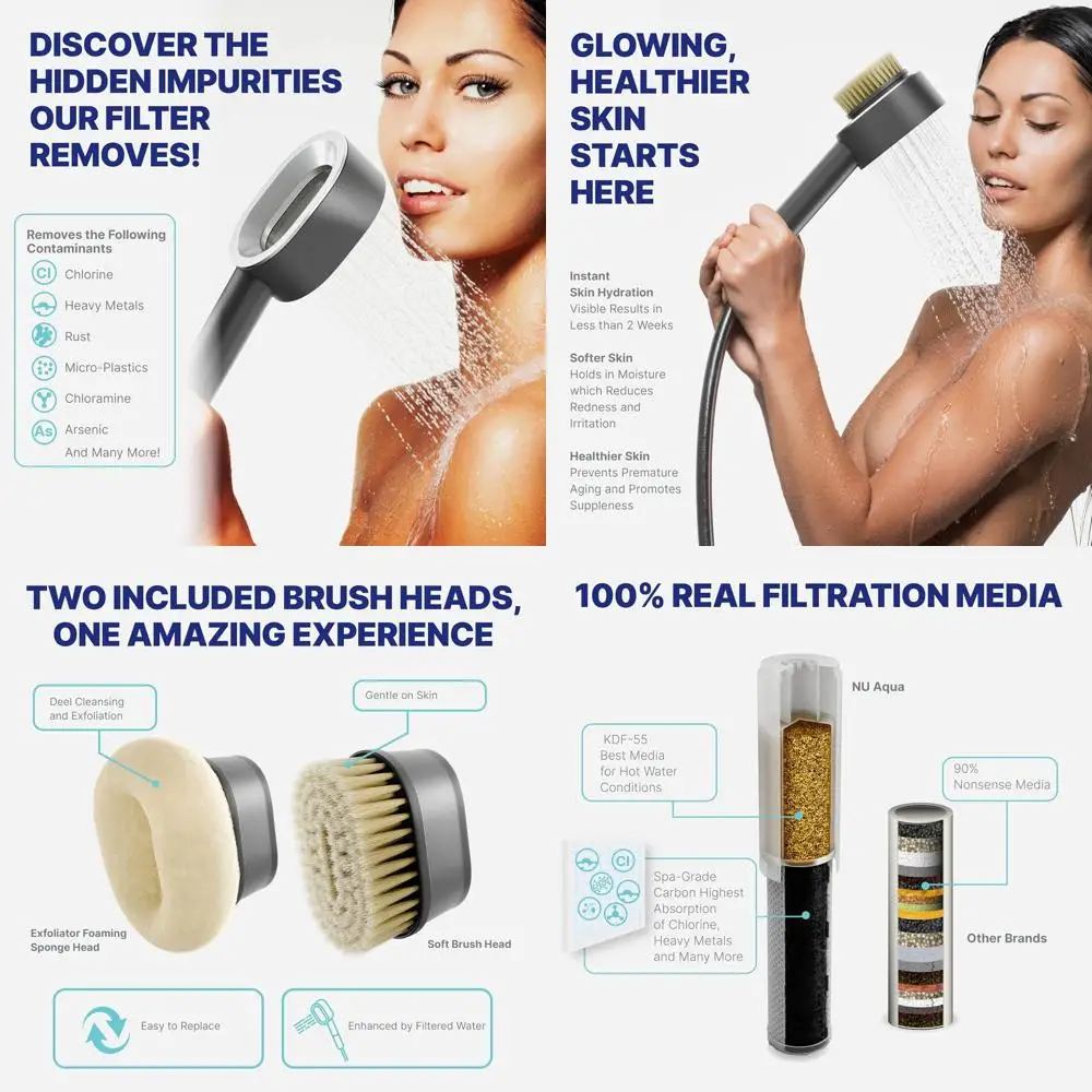 Taupe Handheld Shower Filter - High-Purity Water for Hair and Skin Care - Reduces Hair Loss, Dandruff, and Dryness