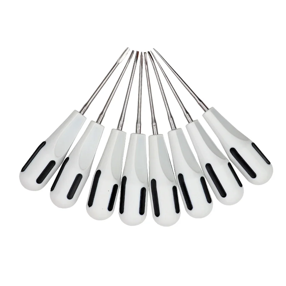 

8-Piece Curved Dental Root Elevator Kit with Luxating Elevators for Atraumatic Tooth Extraction and Surgical Dentistry