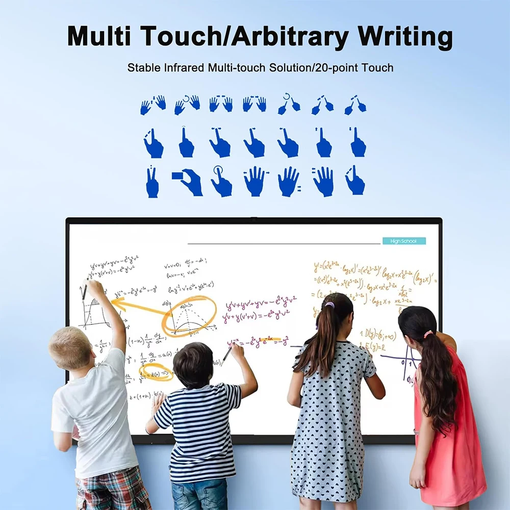 55-inch smart whiteboard touchscreen interactive board for e-learning and classroom teaching