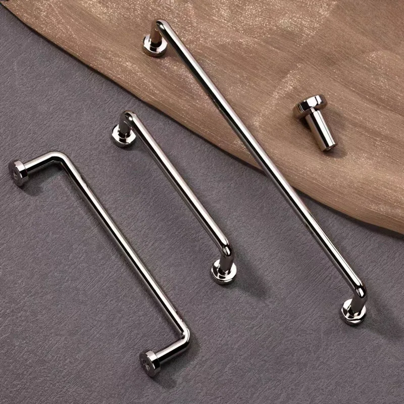 Modern Zinc Alloy Silver brushed Kitchen Cabinet Handles Drawer Pulls 96/128/192mm Hole Center Drawer Pulls Furniture Hardware