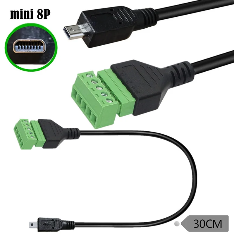 -A25M 30 سنتيمتر كابل محول الكاميرا 8-Pin Mini B إلى 5 Pin أنثى الترباس المسمار درع محطات للتوصيل نوع كابل توصيل الكاميرا