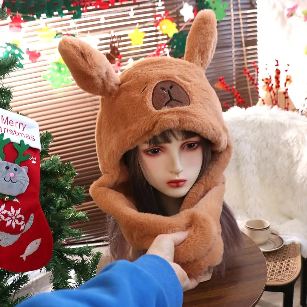 Kawaii كابيبارا القفز حتى قبعة أفخم رقيق الأذن تتحرك قبعة لينة الحيوان الأذن أفخم قبعة اللعب هدايا عيد الميلاد