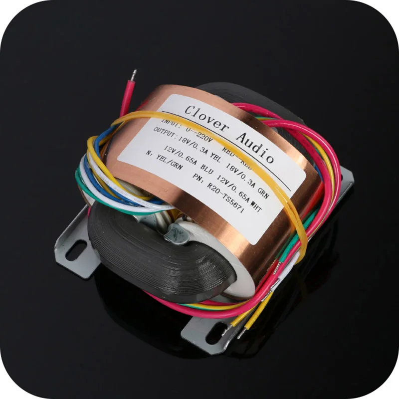 Copper Wire Shielded 30W R Type Transformer Dual 12V/15V/18V  18V + 12V  for Preamp DAC Headphone Amplifier