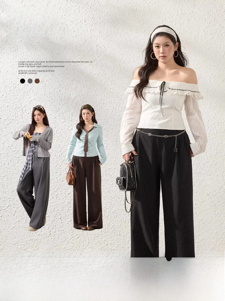 

Slimming High Waist Wide Leg Pants Three Colors Suit Korean Style plus Size Women's Fashion Spring Season Commute Style
