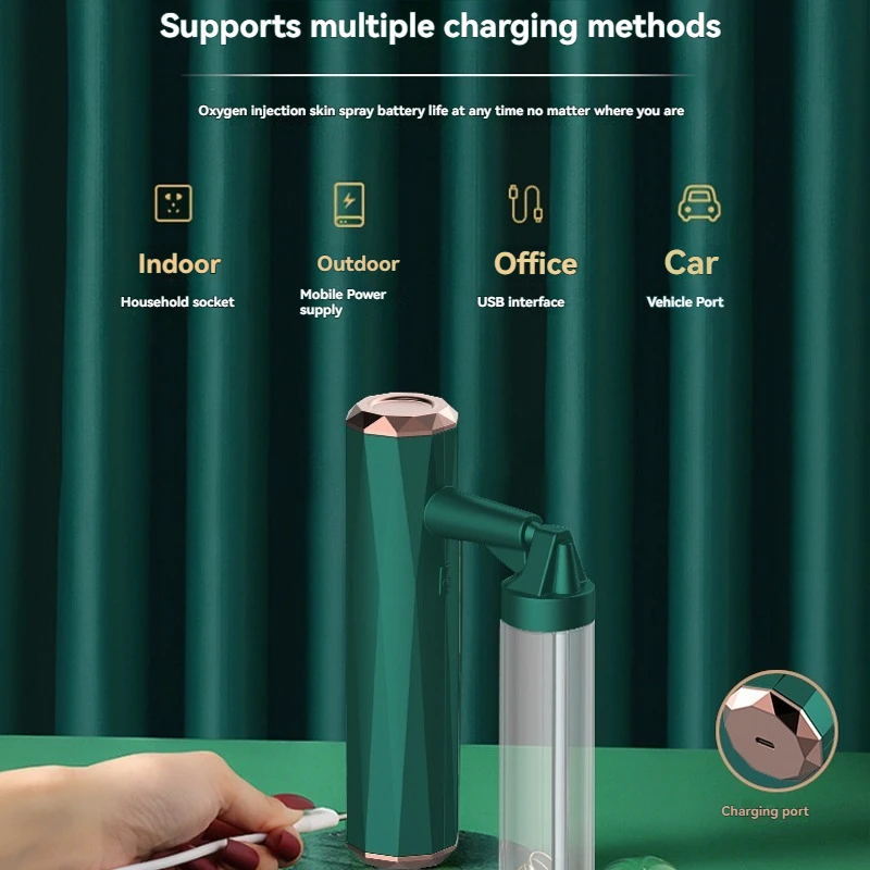 ポータブル酸素注入装置、家庭用美容装置、ハンドヘルドフェイシャルエッセンスナノ水分補給毛穴スパディープクリーン肌を引き締め