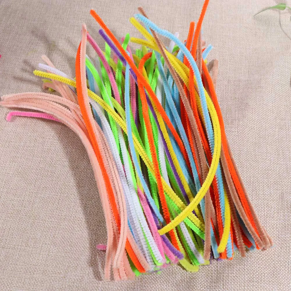 100pcs Chenille Stems Anvil Wire Craft Pipe Educational Colorful DIY Strips Twist Bar Soft Handmade Wired Twist Sticks