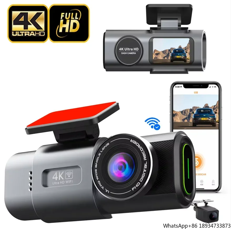 Mini Car Dvr 4K Dash Camera  Wifi Dual Lens Front And Rear Car Camera Black Box  Dash Cam 4K For Car