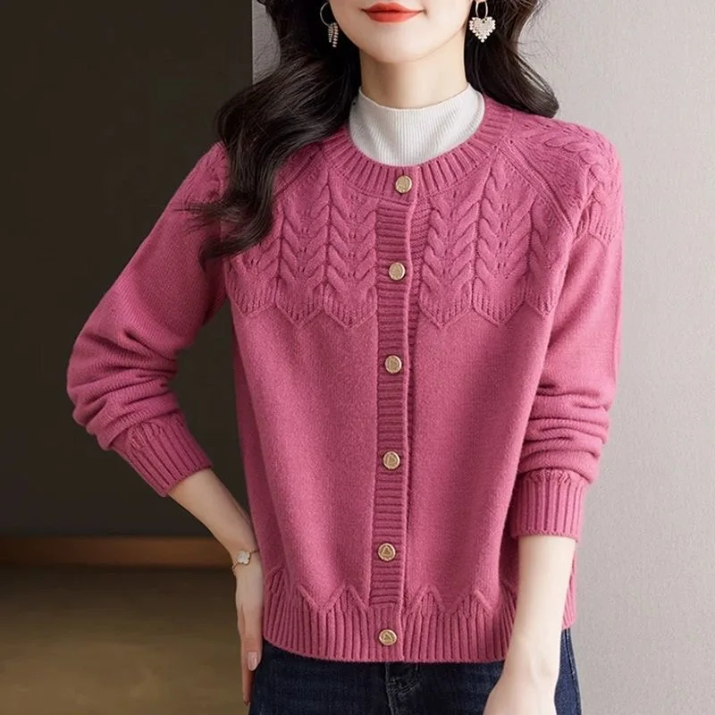 Afslankend groot formaat herfst winter gebreid open vest rond Ne kwastje losse pasvorm warmte bovenkleding voor dames