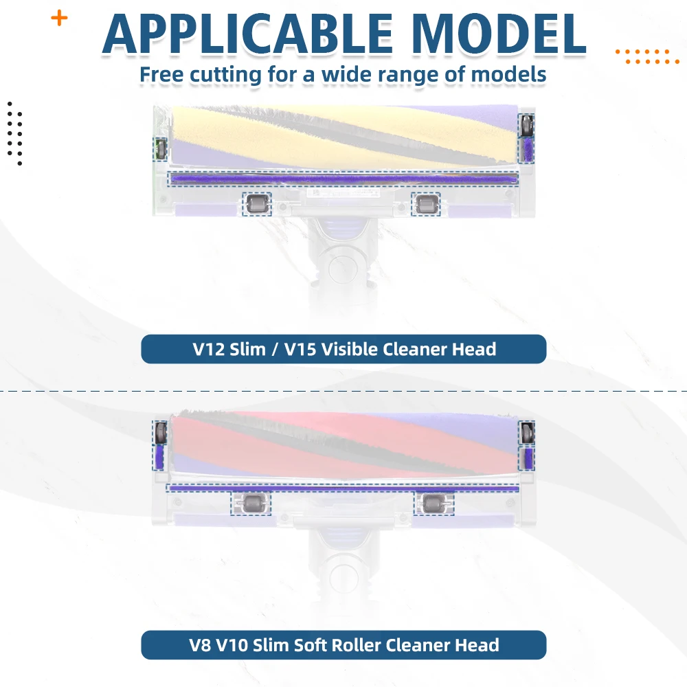 Strisce di peluche + ruote a rullo di ricambio per Dyson V15 V10 Slim V12 Parti di ricambio per aspirapolvere sottili Strisce di feltro a testa sottile