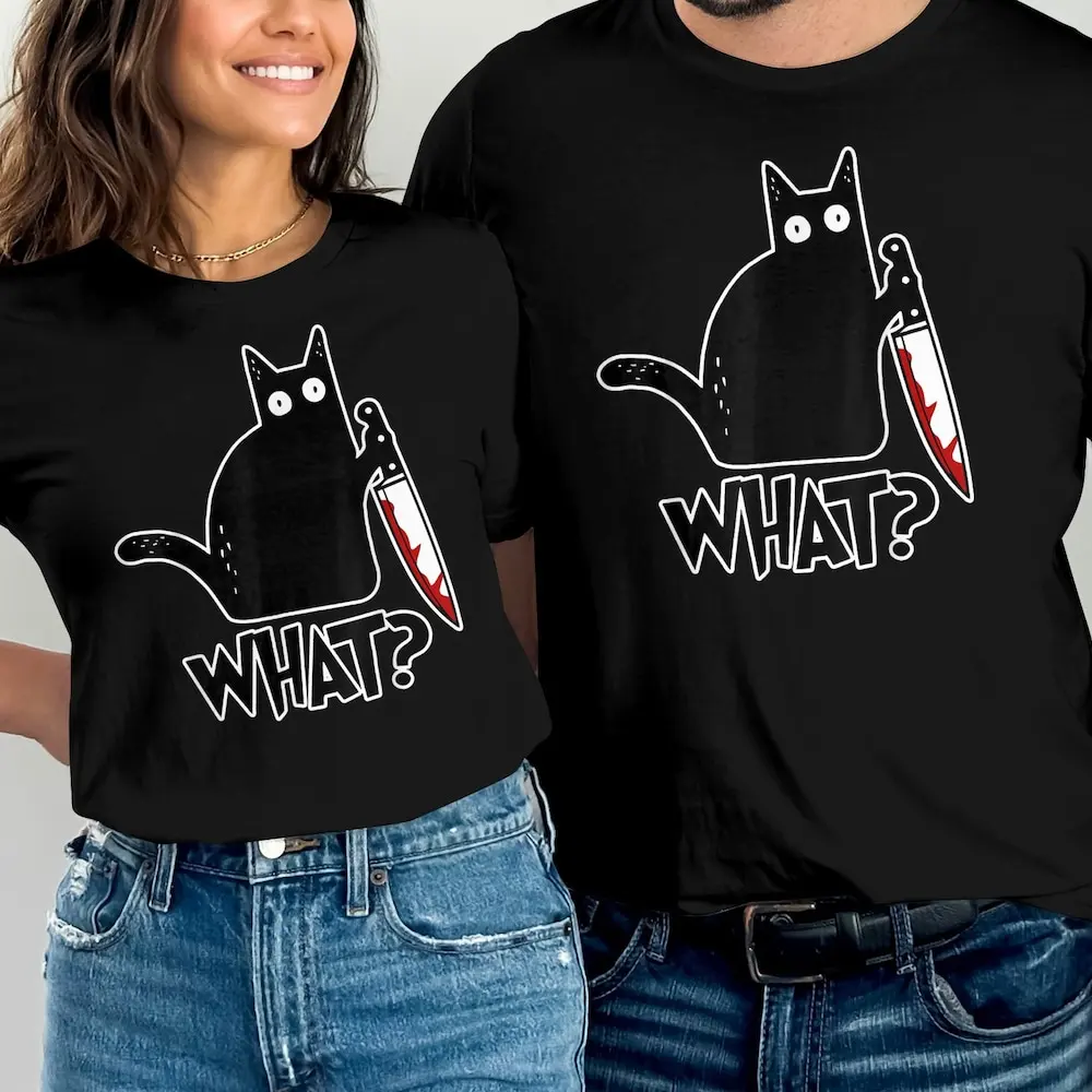 T-shirt do gato preto para mulheres, camisa do amor, gato que engraçado