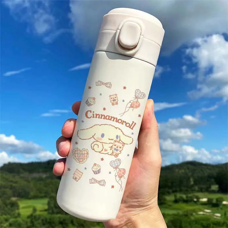 Sanrio Cartoon Thermos Mug Cinnamoroll Kawaii Large Capacity Hot Drink Cup Outdoor Sports Water Cup Children Water Bottle Gift